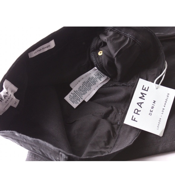 FRAME Noir Le High Fray Fringe Hem Straight Leg Jeans 26 6 - Picture 10 of 11